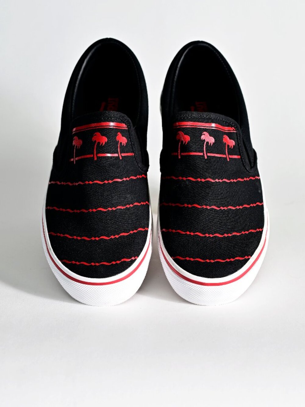 In-N-Out Burger Black Canvas Slip-On Sneakers with Red Graphic-NWOT